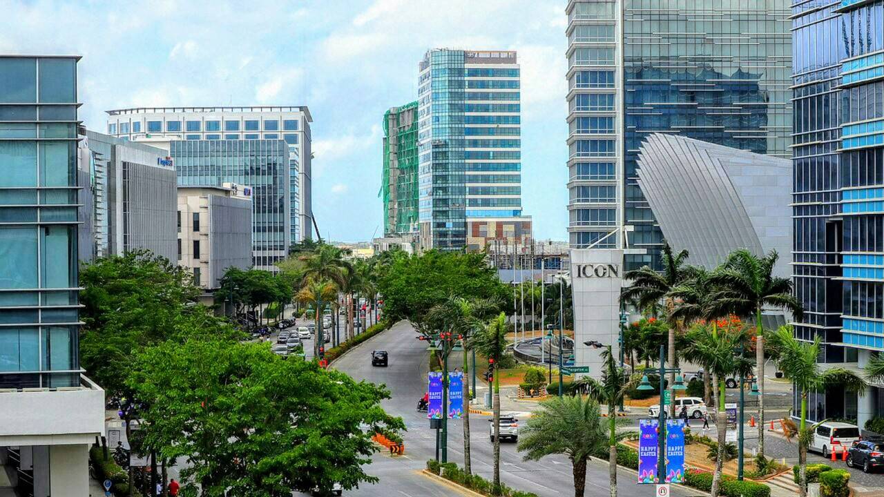Iloilo Business Park today: office towers and the convention centre along Megaworld Boulevard
